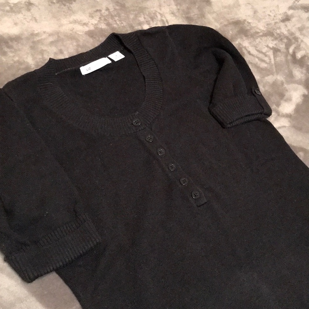 Liz Claiborne Short-Sleeved Henley Sweater
